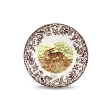 Imagem de Spode Prato de salada de coelho da floresta - Design de animais selvagens, utensílios de barro finos de 20 cm, máquina de lavar louça, micro-ondas e forno quente a 107 °C - Feito na Inglaterra
