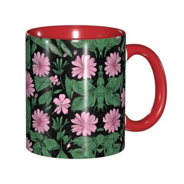 Imagem de Zeraoke Canecas de café criativas coloridas com estampa de folhas tropicais, personalizadas, presente para família, tamanho de 325 ml, unissex