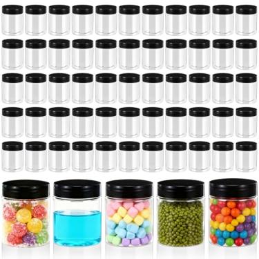 Imagem de Hpmjz Pacote com 60 recipientes de plástico de 118 ml com tampas, frascos de slime tamanho viagem, recipiente de armazenamento transparente à prova de vazamento, frasco redondo selado para cosméticos