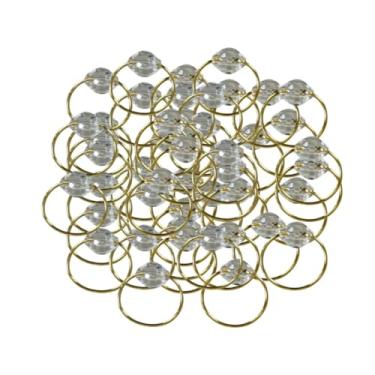 Imagem de Kit de 50 Anéis para Guardanapos com Pedra Cristalina Argola Dourada ou Prata 4 x 3 cm (50 Pçs Cristalino/Dourado)