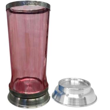 Imagem de Copo para Vela 7 Dias com Base e Boca Vermelho  Resistência  Proteção 