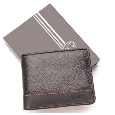 Imagem de Carteira Masculina de Couro com Porta Cartão Orange Preta - Bagaggio, 