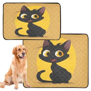 Imagem de CEBUGI Almofadas de xixi laváveis para cães, pacote com 2, almofadas impermeáveis para filhotes de cachorro, antiderrapante, à prova de vazamento, para cama de cercadinho, gato preto