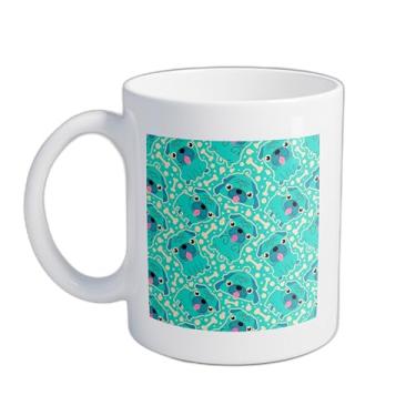 Imagem de Caneca Xícara de Café Porcelana 300ml Com Desenho Pug Verde e Ossos