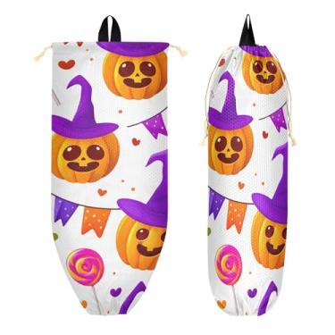 Imagem de xigua Suporte de parede para saco de plástico de Halloween com cordão 1 pacote, organizador de sacolas de supermercado reutilizável para bolsas, meias, roupas íntimas e gravatas