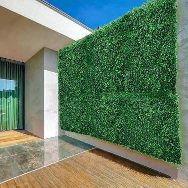 Imagem de Kit 10 Placas de Buchinho Artificial Verde, 40x60cm, Plástico, Decoração Moderna para Ambientes Internos e Externos, Sistema de Encaixe