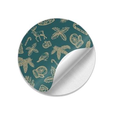 Imagem de Adesivos Redondos Natalinos 25 Unidades Com Estampa Mão Desenhada - Tamanho 50x50cm