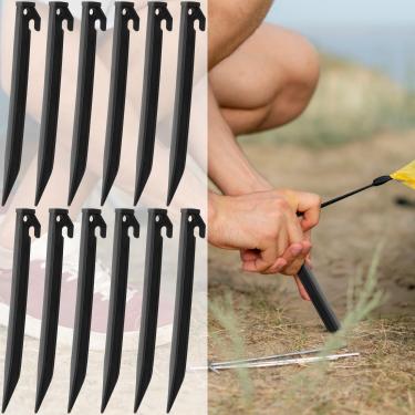 Imagem de Estacas infláveis de 12 peças de Halloween Natal 21 cm Estacas de plástico para jardim de substituição de âncora resistente acessórios infláveis para decoração de jardim ao ar livre