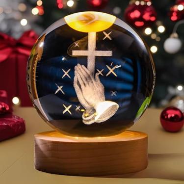 Imagem de 1 bola de cristal cruzada com luz LED, base alimentada por USB, decoração de férias à prova d'água para mesa, presente de férias em família (AB-005)