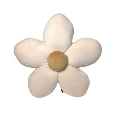 Imagem de Almofada Flor Margarida De Pelúcia Decoração sofá Quarto Sala 40x40cm(Baunilha)