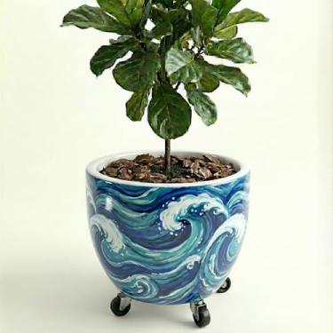 Imagem de Genérico, Cerâmica, Vaso Redondo, Branco, 11x12x7 cm, Acabamento Brilhante/Pintado, Vaso de Chão, Decorativo para Plantas