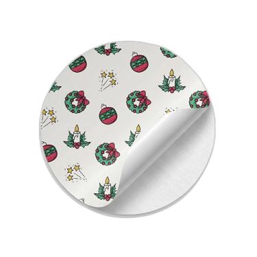 Imagem de Adesivos Redondos Natalinos 25 Unidades Com Estampa Para Decoração - Tamanho 50x50cm