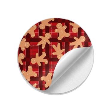 Imagem de Adesivos Redondos Natalinos 25 Unidades Com Estampa Ginger Man - Tamanho 50x50cm