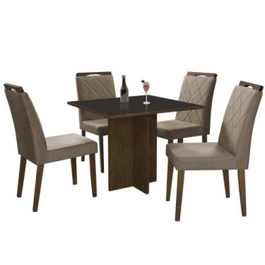 Imagem de Mesa de Jantar Los Angeles 90x90cm com 4 Cadeiras Minas Plac Cor Canel