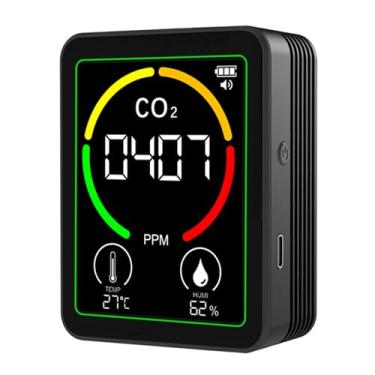 Imagem de Garosa Detector de Qualidade do Ar 3 Em 1 Monitor de Temperatura e Umidade de Dióxido de Carbono Em Tempo Real Tela Colorida de 2,8 Polegadas Com Fácil Calibração para Home Office (Preta)