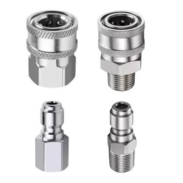 Imagem de 4 peças NPT 3/20.3 cm adaptador de aço inoxidável lavadora de pressão adaptadores de conector rápido