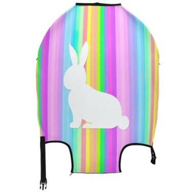 Imagem de Joisal Capas de bagagem de coelho coelho branco arco-íris para mala protetora de bagagem, acessórios de bagagem de viagem identificadores, Coelhinho de coelho branco arco-íris, L, Fits 26-28 Inch Case