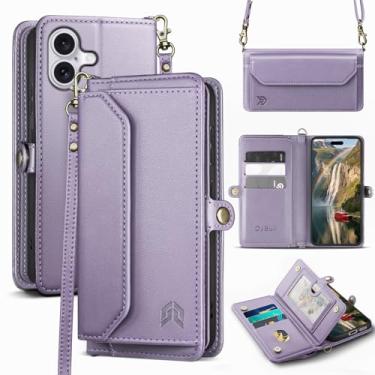 Imagem de DJBull Capa carteira para iPhone 17 de 6,3 polegadas com suporte para cartão, alças de ombro e pulseira, couro PU macio, encaixe magnético, capa de telefone flip para mulheres e homens para Apple 17