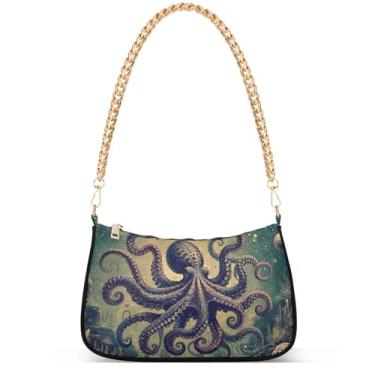 Imagem de Flamingos Beach Aquarela Bolsa feminina Hobo Party Purses Womens Evening Handbag Chain Ladies Shoulder Bag, Polvo com pintura de fantasia