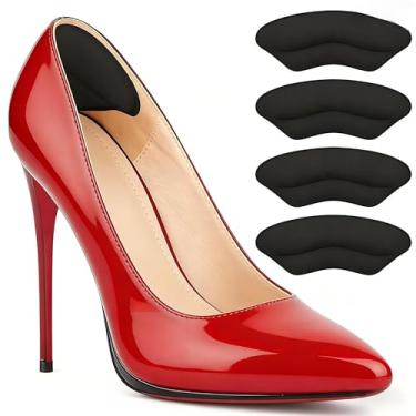 Imagem de Punhos de calcanhar para mulheres e homens, 2 pares de forro de salto de sapato, almofadas de inserção para sapatos soltos, design contornado, protetores de calcanhar antifricção (preto)