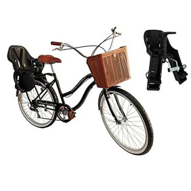 Imagem de Bicicleta Aro 26 Retrô Vintage Com Par De Cadeirinhas Preto