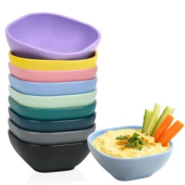 Imagem de 9 Pcak Pratos de molho de soja de palha de trigo, conjunto de tigelas de sobremesa pequenas de 127 g, copos de molho de imersão, mini tigelas de preparação multicoloridas para acompanhamento, conjunto