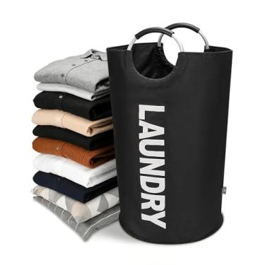 Imagem de Cesto de roupa suja grande, cesto de roupa suja dobrável, saco de lavanderia impermeável para lavanderia, banheiro, quarto (90L)