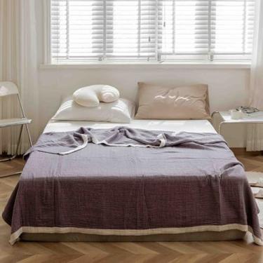 Imagem de Cobertor feminino masculino para cama adulto longo casal solteiro para sofá inverno tecido de algodão quente inverno macio confortável (roxo, 150 x 200 cm)