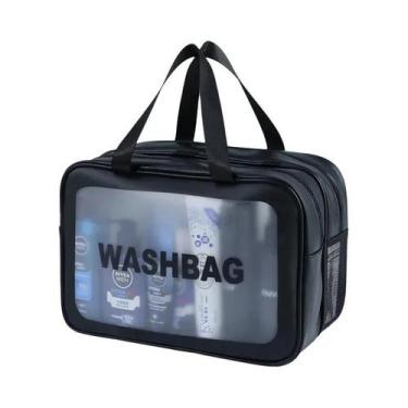 Imagem de Bolsa De Maquiagem Transparente Em PU Com Separação Para Seco E Molhad