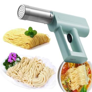 Imagem de Máquina de macarrão elétrica portátil, máquina de macarrão sem fio 5 em 1, máquina de macarrão portátil com moldes de macarrão moldados,Green