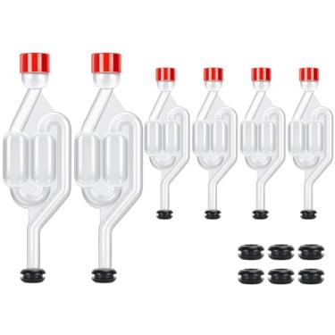 Imagem de Dbgogo Conjunto de airlock de bolha dupla, bloqueio de ar para fermentação, pacote com 6 cadeados em forma de S para fermentação com 12 peças de ilhós de fechadura perfurados com orifício de 0,9 cm