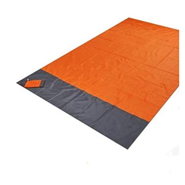 Imagem de FHYTGBS Tapete de piquenique ao ar livre tapete de praia areia impermeável bolso cobertor de praia dobrável tapete de acampamento colchão tapete leve portátil (cor: laranja, tamanho: 140 x 200 cm)