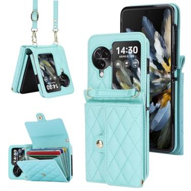 Imagem de Capa carteira flip Oppo Find N3 – Suporte para cartão com bloqueio de RFID com fecho magnético, antiderrapante e proteção contra quedas, capa fólio de couro fina para uso diário, viagens e viagens