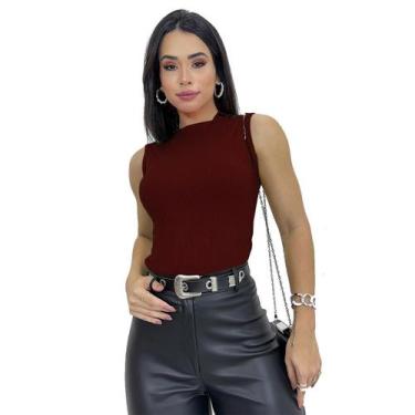 Imagem de Blusa Blusinha Feminina Regata Gola Golinha Malha Canelada - SWISS BOU