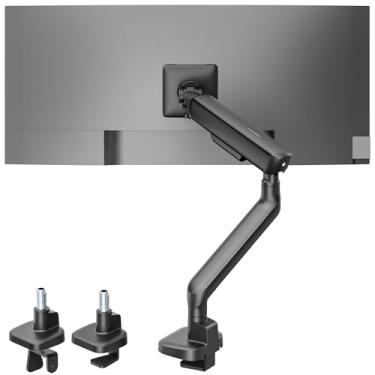 Imagem de monTEK Braço de monitor único, braço de monitor de mola mecânica para telas Ultrawide de 17 a 40 polegadas, suporte de mesa ajustável para monitor comporta até 11 kg com braçadeira C/suporte de mesa