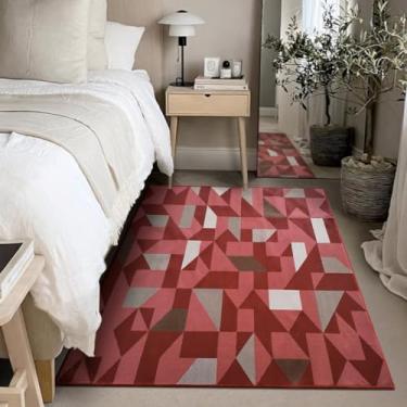Imagem de 1 Tapete Quarto Beira Cama Antiderrapant 150X200 Js Do Zi Vr (M10 Vermelho - Geométrico Moderno)
