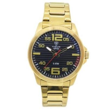Imagem de Relógio Masculino Aço Tuguir Analógico 9169A Dourado Preto-Masculino
