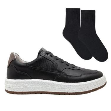 Imagem de Kit Tênis Democrata Drake Pulse Masculino + Par de Meia, Preto, 41