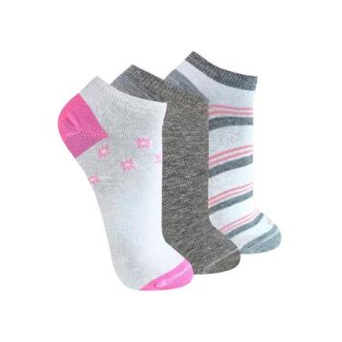 Imagem de Kit/3 Meia Cano Curto Trifil T6003K Feminina Invisível Desenhada Algod
