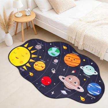Imagem de Zuicxlsy Tapete de área, tapete de espaço sideral, tapete de galáxia lavável antiderrapante, tapete com tema planeta do sistema solar para quarto, sala de estar, cozinha, presentes de decoração de