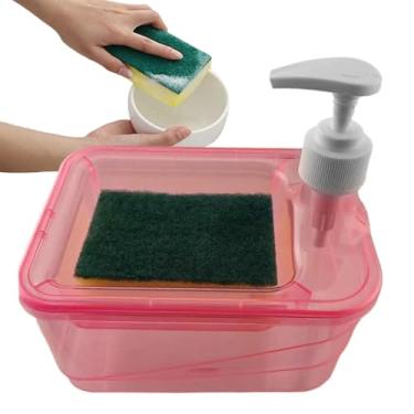 Imagem de Conjunto de com porta-esponja, conjunto dispensador de de cozinha - Distribuidor e organizador de 2 em 1 | Organizador de pia multifuncional, conjunto de dispensador de para mãos e pratos para cozinha