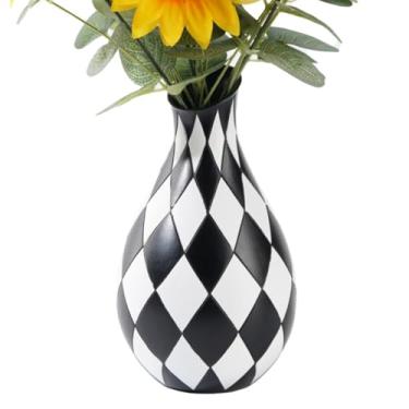 Imagem de Vasos Preto E Branco Decoração De Casa, Vaso Para Quarto, Recipiente Decorativo De Resina Preto E Branco Para Centro De Mesa Sala De Jantar Cozinha Banheiro