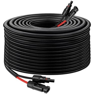 Imagem de Cabo de extensão de painel solar – Fio solar de 10 AWG 1,8 m com conector à prova d'água fêmea e macho fio fotovoltaico com manga protetora retardante de chamas para trailer, sistemas fotovoltaicos