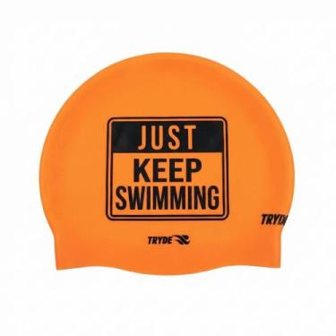 Imagem de Touca de Natação Laranja Médio em Silicone Sem Emenda Tryde