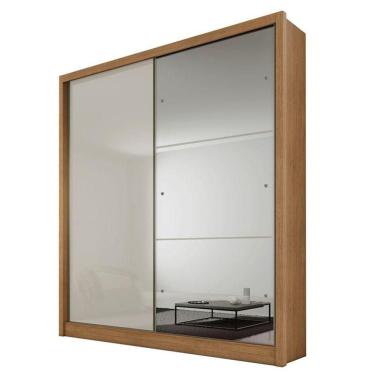 Imagem de Guarda Roupa Solteiro Dante 2 Portas Cumaru 25 Fendi Com Espelho - Novo Horizonte