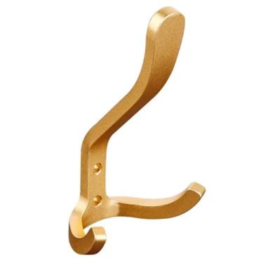 Imagem de Ganchos de alumínio montados na parede para casaco e chapéu, suporte de carga pesada, cabides, porta, roupas, casaco, cozinha, banheiro, ganchos organizadores de ferragens para pendurar (ouro)