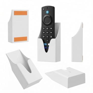 Imagem de Suporte para Controle Remoto TV e Ar Condicionado de Parede Universal, Organizador 3M Sem Furo, Design Minimalista (Branco)