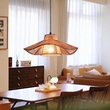 Imagem de Luminária pendente retrô E27 com 1 lâmpada, 40 cm, estilo lustre, para ilha de cozinha, mesa de jantar, estilo vintage rústico, ideal para sala de jantar, bar, escritório ou loja. Altura aju