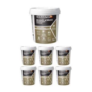 Imagem de Kit 7 Rejunte Acrílico Bicomp Extraliso Preto Ceramfix