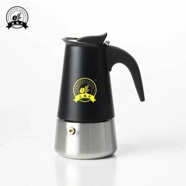 Imagem de Cafeteira Moka De Aço Inoxidável Preto Fosco 4/6 Xícaras Estilo Nórdic